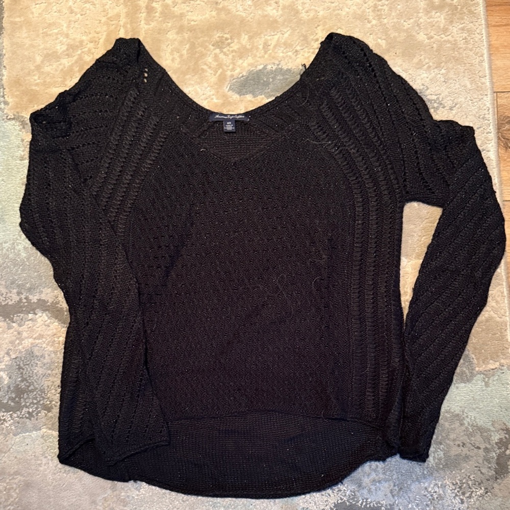 American Eagle Outfitters Black Textured Sweater